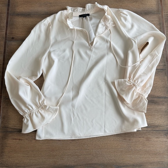 J. Crew Tops - J. Crew Cream Ruffle Blouse